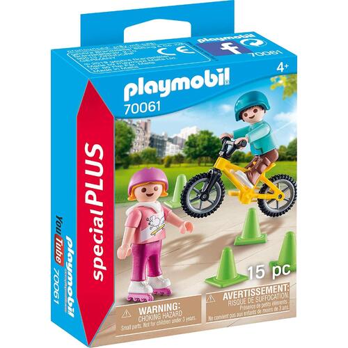 Playmobil - Children with Skates and Bike 70061